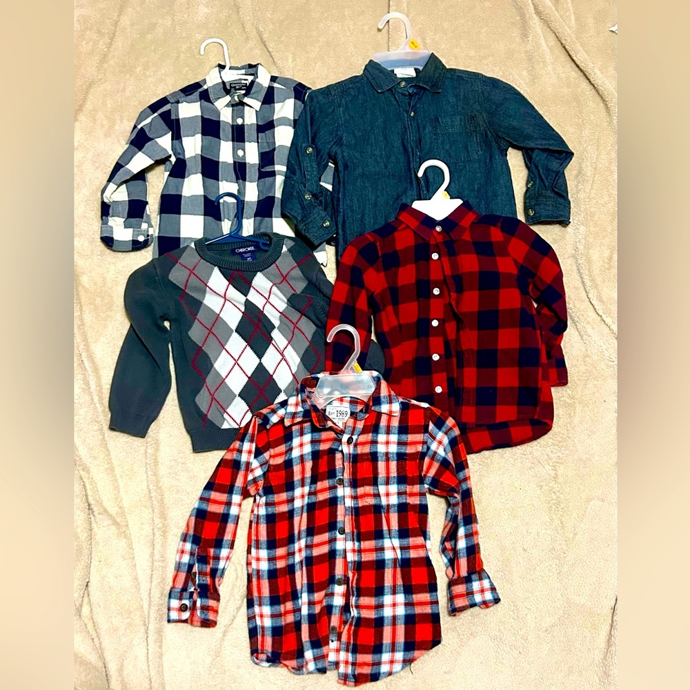 Lot of 9 nice boys 4t long sleeve shirts - button downs & sweaters